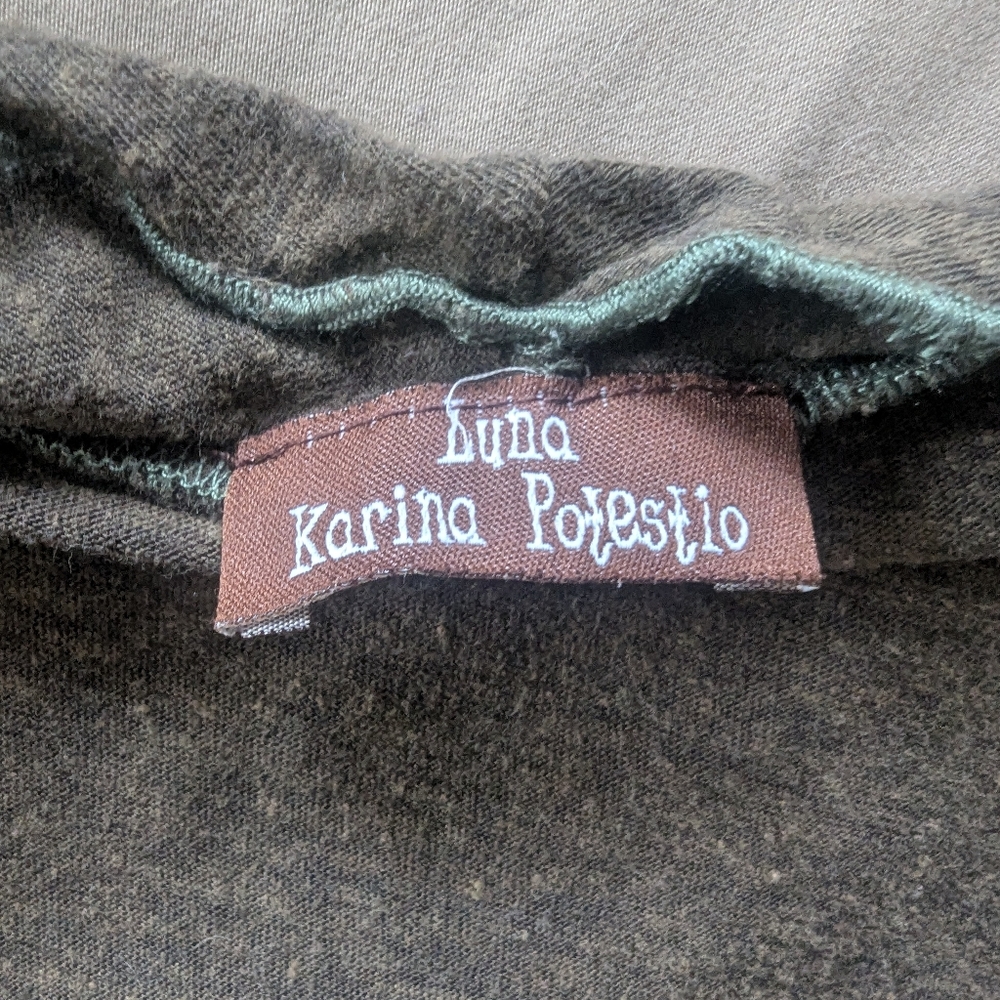 Brown & Green Ruffled Tank Top OS - Picture 2 of 6